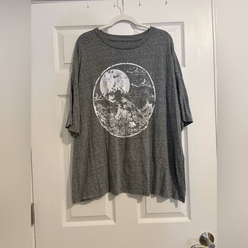 Gray Graphic T-Shirt with Moon Design